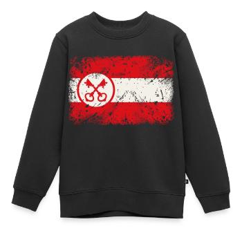 Leiden Flagge - Kinder Premium Organic Sweatshirt - Schwarz - Vorne - AI Model Kid Female (0cm)