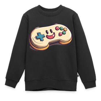 Manette amusante pour les joueurs - Sweat Premium enfant bio - noir - Devant - AI Model Kid Female (0cm)