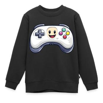 Manette amusante pour les joueurs - Sweat Premium enfant bio - noir - Devant - AI Model Kid Female (0cm)