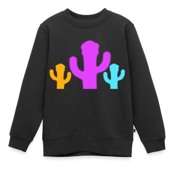 3 Bunte Kakteen Kaktus Stachelig Wüsten Stachel - Kinder Premium Organic Sweatshirt - Schwarz - Vorne - AI Model Kid Female (0cm)