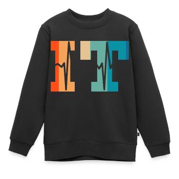 Battement de cœur rétro information technology - Sweat Premium enfant bio - noir - Devant - AI Model Kid Female (0cm)