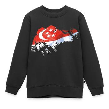 Drapeau de Singapour sur la carte de Singapour - Sweat Premium enfant bio - noir - Devant - AI Model Kid Female (0cm)