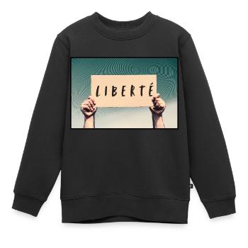Pancarte - Liberté - Sweat Premium enfant bio - noir - Devant - AI Model Kid Female (0cm)
