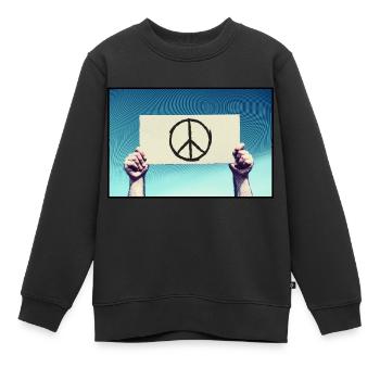 Pancarte - Peace sign - Sweat Premium enfant bio - noir - Devant - AI Model Kid Female (0cm)