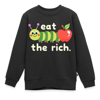 Ver affamé - Chenille Kawaii - Sweat Premium enfant bio - noir - Devant - AI Model Kid Female (0cm)