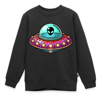ufo comic - Kinder Premium Organic Sweatshirt - Schwarz - Vorne - AI Model Kid Female (0cm)
