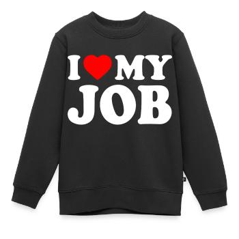 I love my job - Sweat Premium enfant bio - noir - Devant - AI Model Kid Female (0cm)