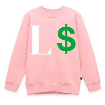 Lettre l dollar - Sweat Premium enfant bio - rose - Devant - AI Model Kid Female (0cm)