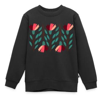 Flower Power - Kinder Premium Organic Sweatshirt - Schwarz - Vorne - AI Model Kid Female (0cm)