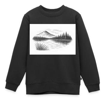 Bergpanorama hinter See - Kinder Premium Organic Sweatshirt - Schwarz - Vorne - AI Model Kid Female (0cm)