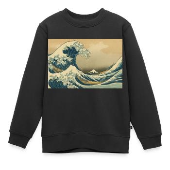 vague - Sweat Premium enfant bio - noir - Devant - AI Model Kid Female (0cm)