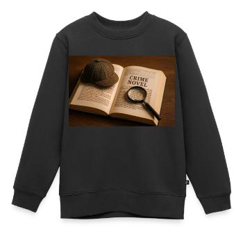 Buch, Lupe und Krimi - Kinder Premium Organic Sweatshirt - Schwarz - Vorne - AI Model Kid Female (0cm)