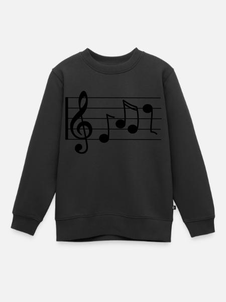 Violinschlüssel mit Noten - Kinder Premium Organic Sweatshirt - Schwarz