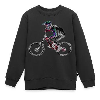 Mountainbike MTB bergab - Kinder Premium Organic Sweatshirt - Schwarz - Vorne - AI Model Kid Female (0cm)