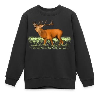Roaring deer - Kids Premium Organic Sweatshirt - black - Front - AI Model Kid Female (0cm)