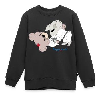 Happy Louis - BJJ - Sweat Premium enfant bio - noir - Devant - AI Model Kid Female (0cm)