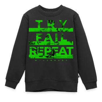 Try, Fail, Repeat. Wakeboard Wakeskate Ski nautique - Sweat Premium enfant bio - noir - Devant - AI Model Kid Female (0cm)