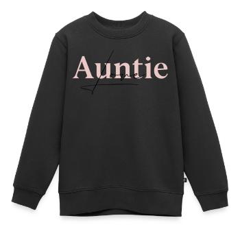 Auntie Love tante amour rose noir - Sweat Premium enfant bio - noir - Devant - AI Model Kid Female (0cm)