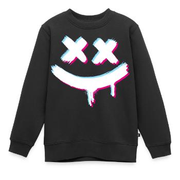Smiley Smile Glitch Böse - Kinder Premium Organic Sweatshirt - Schwarz - Vorne - AI Model Kid Female (0cm)