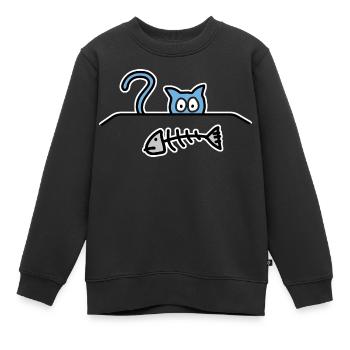 Chat affamé - Sweat Premium enfant bio - noir - Devant - AI Model Kid Female (0cm)