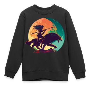 Geisha Samouraï - Sweat Premium enfant bio - noir - Devant - AI Model Kid Female (0cm)