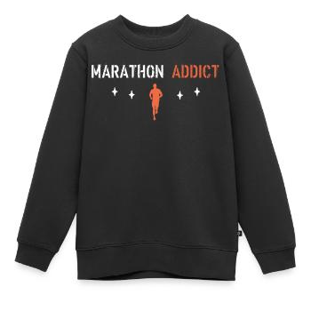 Marathon-Süchtiger - Kinder Premium Organic Sweatshirt - Schwarz - Vorne - AI Model Kid Female (0cm)