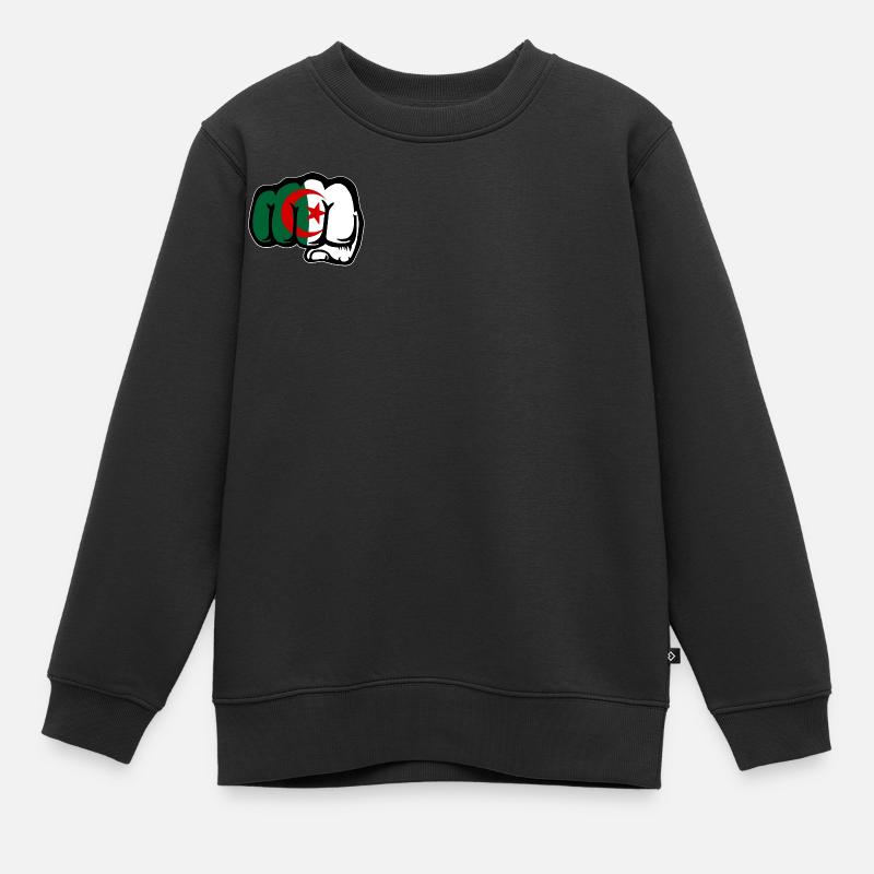 Drapeau de l’Algérie Main Poing - Sweat Premium enfant bio - noir