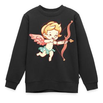 Saint-Valentin ange arc et flèche Cupidon - Sweat Premium enfant bio - noir - Devant - AI Model Kid Female (0cm)