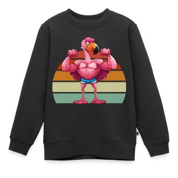 Muscles flamants roses Fitness Musculation Musculation Musculation - Sweat Premium enfant bio - noir - Devant - AI Model Kid Female (0cm)