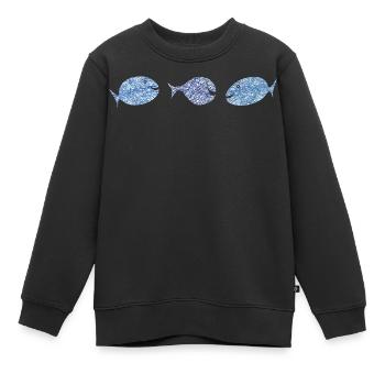 Scribblefisch Blau Muster Kulifisch - Kinder Premium Organic Sweatshirt - Schwarz - Vorne - AI Model Kid Female (0cm)
