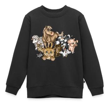 Animaux de ferme animaux ferme animaux amoureux illustration dessin animé - Sweat Premium enfant bio - noir - Devant - AI Model Kid Female (0cm)