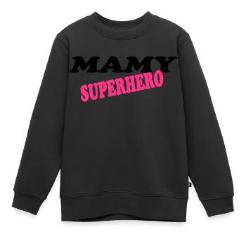 Mamy superhero - Sweat Premium enfant bio - noir - Devant - AI Model Kid Female (0cm)