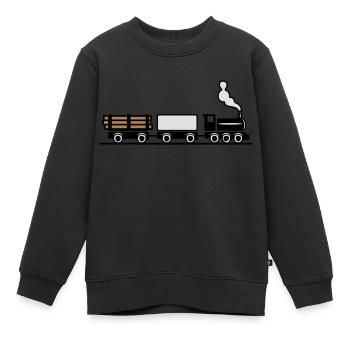 dampflok eisenbahn spielzeug güterzug - Kinder Premium Organic Sweatshirt - Schwarz - Vorne - AI Model Kid Female (0cm)