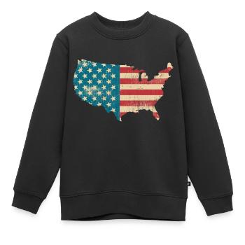 Amerika Vintage Flagge - United States - USA-Land - Sweat Premium enfant bio - noir - Devant - AI Model Kid Female (0cm)