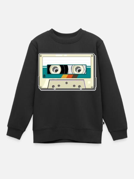 Vintage Cassette - Sweat Premium enfant bio - noir
