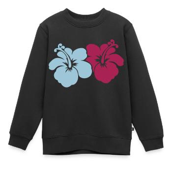 hibiscus fleurs - Sweat Premium enfant bio - noir - Devant - AI Model Kid Female (0cm)