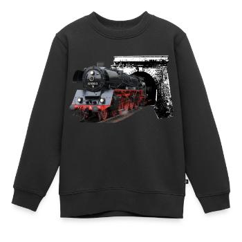 Locomotives à vapeur - Sweat Premium enfant bio - noir - Devant - AI Model Kid Female (0cm)