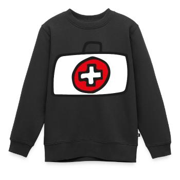 Esquisse de valise de médecine - Sweat Premium enfant bio - noir - Devant - AI Model Kid Female (0cm)