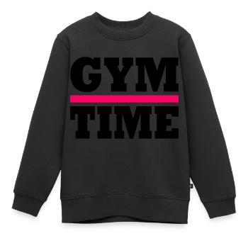 Gym time - Kinder Premium Organic Sweatshirt - Schwarz - Vorne - AI Model Kid Female (0cm)