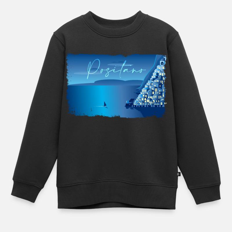Nuit minimale de Positano - Sweat Premium enfant bio - noir