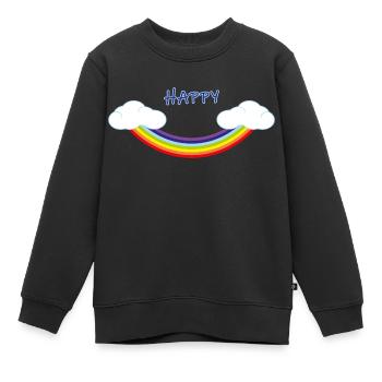 Arc-en-ciel inversé en forme de sourire - Sweat Premium enfant bio - noir - Devant - AI Model Kid Female (0cm)