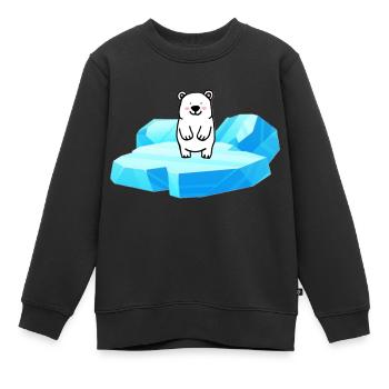 Süsser kleiner Eisbär auf einer Eisscholle - Kinder Premium Organic Sweatshirt - Schwarz - Vorne - AI Model Kid Female (0cm)