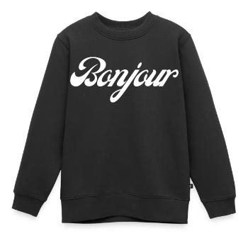 Bonjour idée cadeau - Sweat Premium enfant bio - noir - Devant - AI Model Kid Female (0cm)