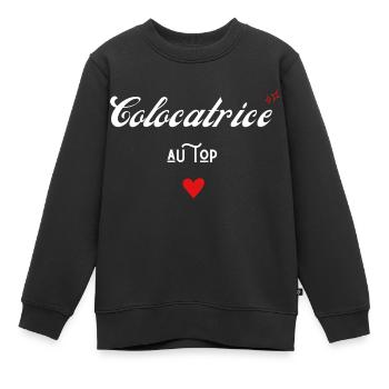 colocatrice au top idée cadeau - Sweat Premium enfant bio - noir - Devant - AI Model Kid Female (0cm)