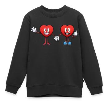 Hearts Couple se tenant la main - Sweat Premium enfant bio - noir - Devant - AI Model Kid Female (0cm)