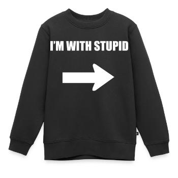 Ich bin mit dumm - weiß - Kinder Premium Organic Sweatshirt - Schwarz - Vorne - AI Model Kid Female (0cm)