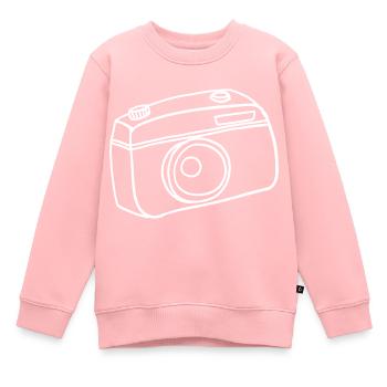 Caméra dessinée à la main - Sweat Premium enfant bio - rose - Devant - AI Model Kid Female (0cm)