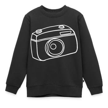 Kamera Hand gezeichnet - Kinder Premium Organic Sweatshirt - Schwarz - Vorne - AI Model Kid Female (0cm)