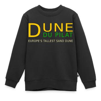 Dune du Pilat, gelb, Englisch - Kinder Premium Organic Sweatshirt - Schwarz - Vorne - AI Model Kid Female (0cm)