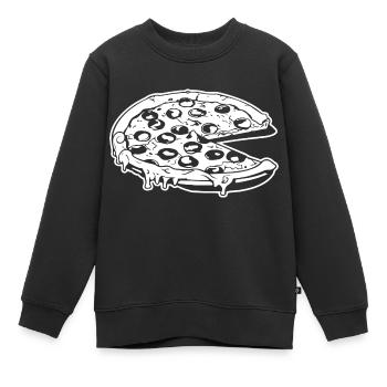 Pizza Restauration rapide Pizzeria - Sweat Premium enfant bio - noir - Devant - AI Model Kid Female (0cm)